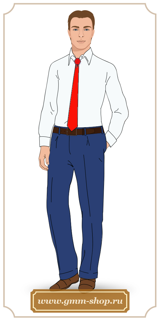 Белая мужская рубашка с красным галстуком