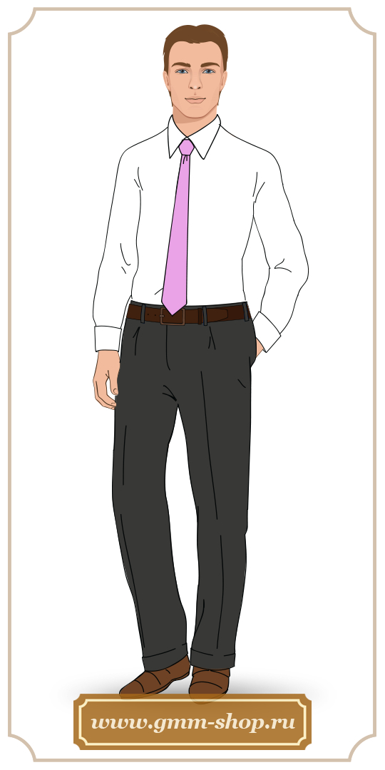 Белая мужская рубашка и розовый галстук