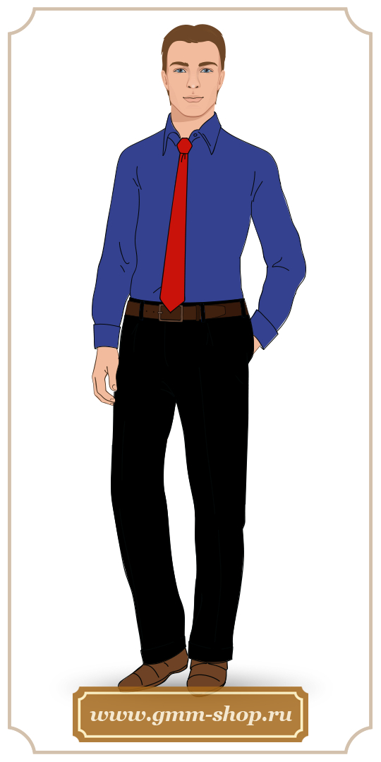 Синяя мужская рубашка и красный галстук