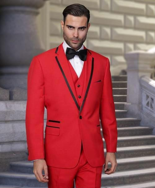 Красный мужской свадебный костюм