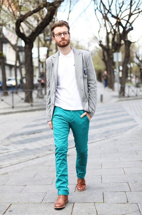 Модные мужские бирюзовые брюки